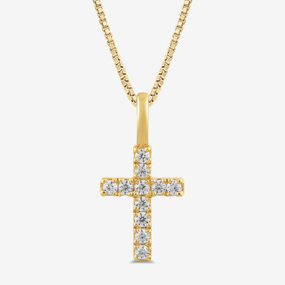 Womens / CT. T.W. Lab Grown White Diamond 10K Gold Cross Pendant Necklace