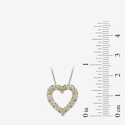 Womens 1 CT. T.W. Lab Grown White Diamond 10K White or Yellow Gold Heart Pendant Necklace