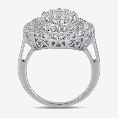 ( I / I2) Womens 4 CT. T.W. Lab Grown White Diamond 10K Gold Marquise Cluster Halo Cocktail Ring