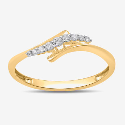 Womens 1/10 CT. T.W. Lab Grown White Diamond 10K Gold Delicate Midi  Cocktail Ring