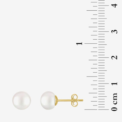 Yes, Please! White Cultured Freshwater Pearl 14K Gold Over Silver Round 2 Pair Earring Set