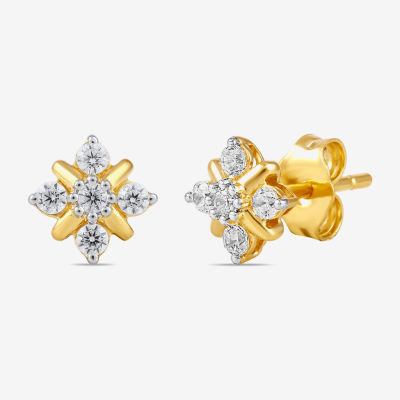 (I2/ I) 1/4 CT. T.W. Lab Grown White Diamond 14K Gold Over Silver 7.3mm Diamond Stud Earrings