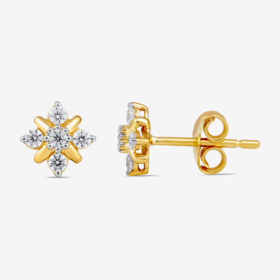 (I2/ I) 1/4 CT. T.W. Lab Grown White Diamond 14K Gold Over Silver 7.3mm Diamond Stud Earrings