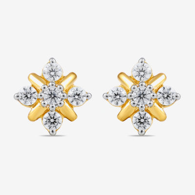 (I2/ I) 1/4 CT. T.W. Lab Grown White Diamond 14K Gold Over Silver 7.3mm Diamond Stud Earrings