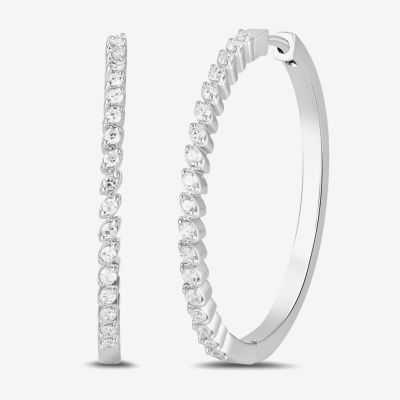 (I2/ I) 1/2 CT. T.W. Lab Grown White Diamond Sterling Silver 30mm Hoop Earrings