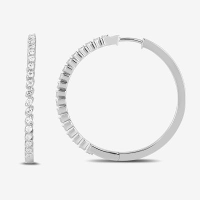 Womens 1/2 CT. T.W. Lab Grown White Diamond Sterling Silver 30mm Hoop Earrings