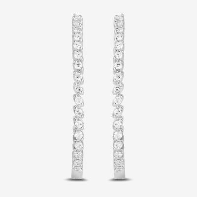 (I2/ I) 1/2 CT. T.W. Lab Grown White Diamond Sterling Silver 30mm Hoop Earrings