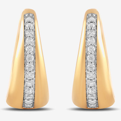 (I1-I2/H) 1/10 CT. T.W. Lab Grown White Diamond 14K Gold Over Silver 15.4mm Hoop Earrings
