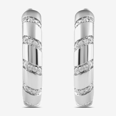 (I1-I2/H) 1/6 CT. T.W. Lab Grown White Diamond Sterling Silver 22.5mm Hoop Earrings