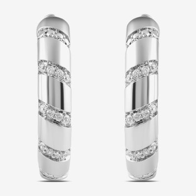 (I1-I2/H) 1/6 CT. T.W. Lab Grown White Diamond Sterling Silver 22.5mm Hoop Earrings