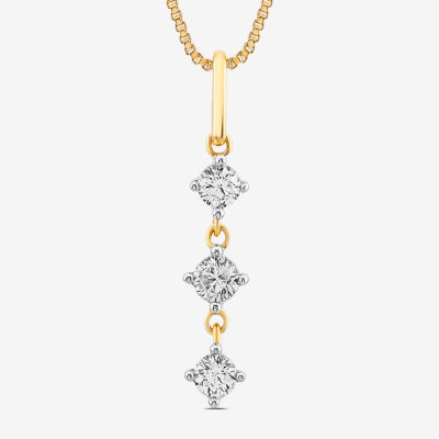 (I1-I2/ H) Womens 1/4 CT. T.W. Lab Grown White Diamond 14K Gold Over Silver Pendant Necklace