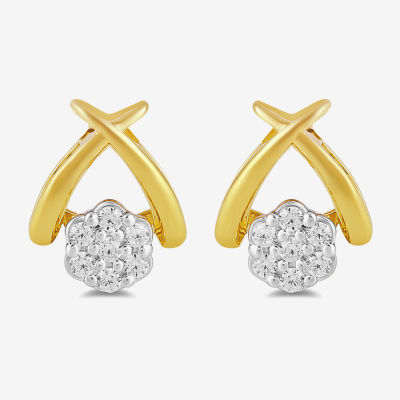 Diamond Blossom 1/10 CT. T.W. Lab Grown White Diamond 14K Gold Over Silver 8.2mm Flower Stud Earrings