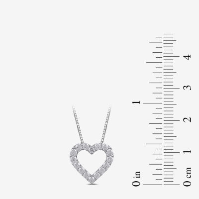 (I2/ I) Womens 1/2 CT. T.W. Lab Grown White Diamond Sterling Silver Heart Pendant Necklace