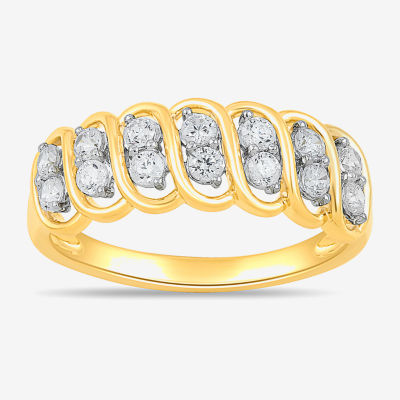 (I2/ I) 1/2 CT. T.W. Lab Grown White Diamond 14K Gold Over Silver Sterling Band