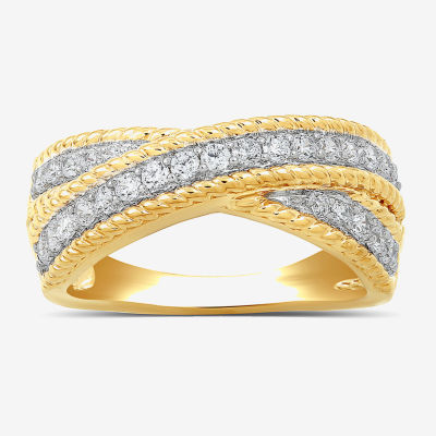 Womens 1/2 CT. T.W. Lab Grown White Diamond 14K Gold Over Silver Band