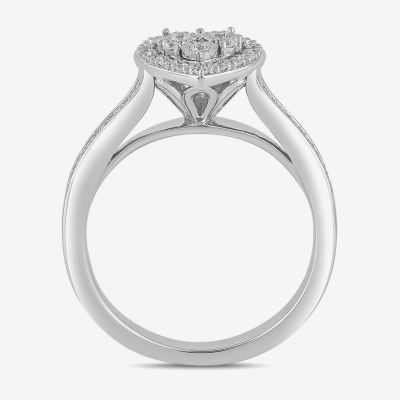 Diamond Blossom (H / I1-I2) Womens 1/4 CT. T.W. Lab Grown White Sterling Silver Heart Cocktail Ring