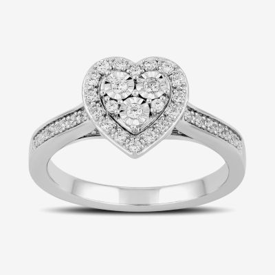 Diamond Blossom (H / I1-I2) Womens 1/4 CT. T.W. Lab Grown White Sterling Silver Heart Cocktail Ring