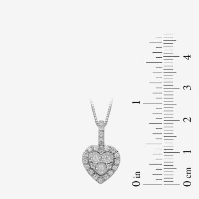 Diamond Blossom (H / I1-I2) Womens 1/4 CT. T.W. Lab Grown White Diamond Sterling Silver Heart Pendant Necklace