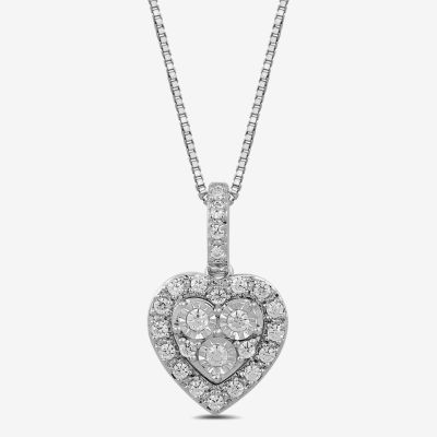 Diamond Blossom (H / I1-I2) Womens 1/4 CT. T.W. Lab Grown White Diamond Sterling Silver Heart Pendant Necklace