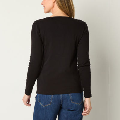 St. John's Bay Womens Crew Neck Long Sleeve T-Shirt