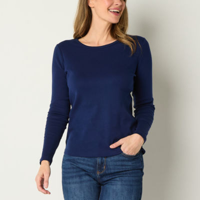 St. John's Bay Womens Crew Neck Long Sleeve T-Shirt