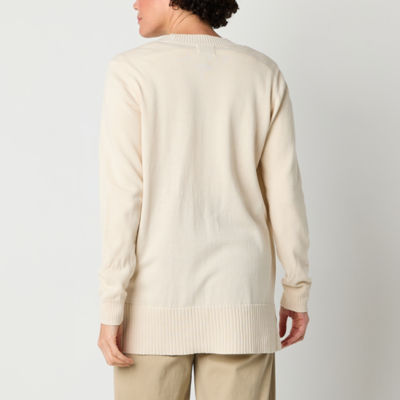 St. John's Bay Womens Long Sleeve Open Front Cardigan