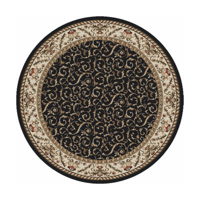 Como Scroll Traditional Oriental Indoor Round Area Rug