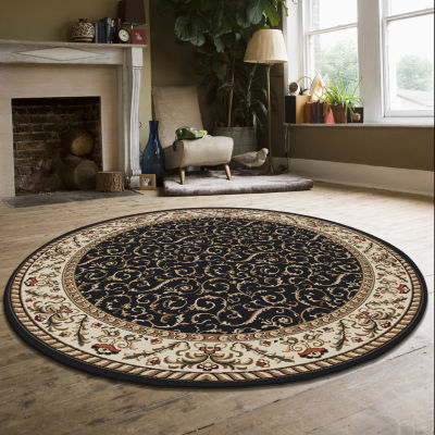 Como Scroll Traditional Oriental Indoor Round Area Rug