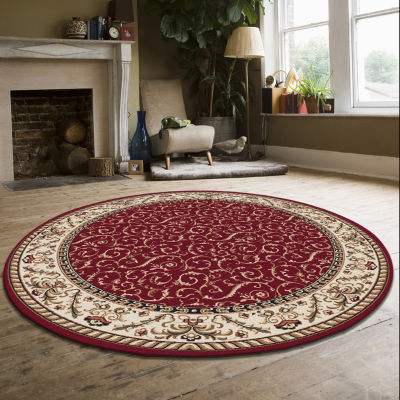 Como Scroll Traditional Oriental Indoor Round Area Rug