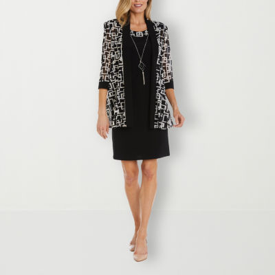 R & M Richards Petite Jacket Dress With Removable Necklace