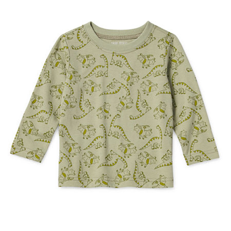 Okie Dokie Baby Boys Crew Neck Long Sleeve Graphic T-Shirt, 9 Months, Green