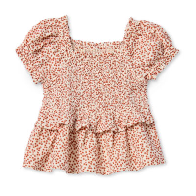 Okie Dokie Toddler & Little Girls Square Neck Short Sleeve Peplum Top
