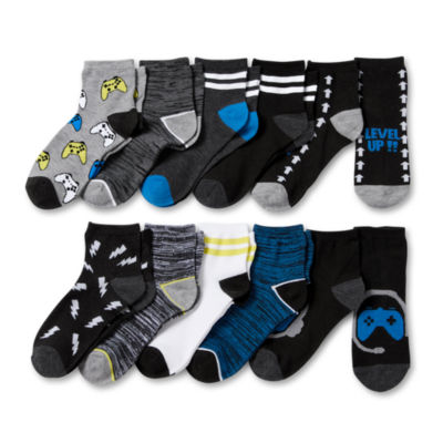 Thereabouts Little & Big Boys 10 Pair Quarter Ankle Socks