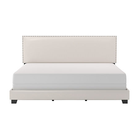 Gayle Nailheadtrim Rectangular Bed, One Size, White