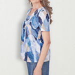 Alfred Dunner Blue Bayou Womens V Neck Short Sleeve T-Shirt, Color ...