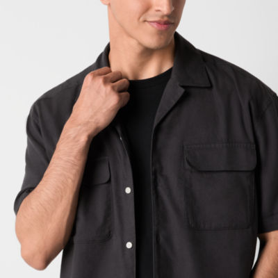 Arizona Mens Short Sleeve Twill Button-Up Shirt