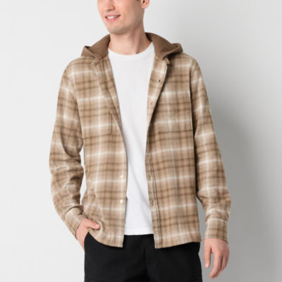 Arizona Mens Long Sleeve Hooded Flannel Shirt