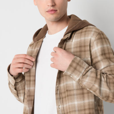 Arizona Mens Long Sleeve Hooded Flannel Shirt