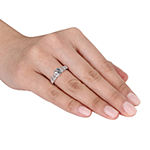 Modern Bride Gemstone Womens Diamond Accent Genuine Blue Aquamarine Sterling Silver Heart Promise Ring