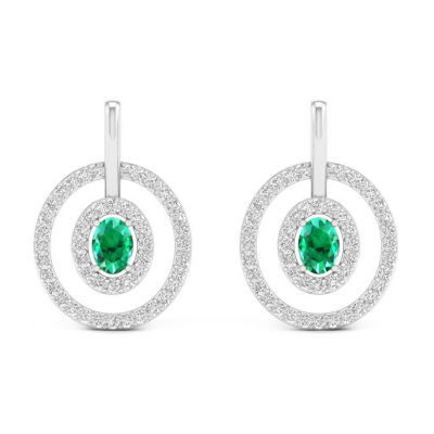 Genuine Green Emerald 10K Gold Drop Earrings