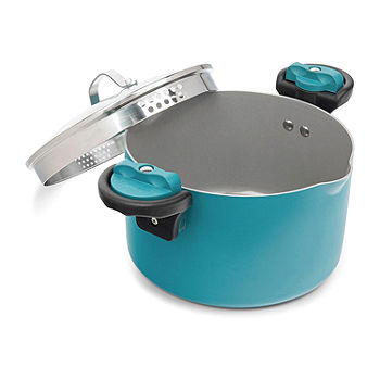 Gotham Steel Aqua Blue 5-qt Multipurpose Pasta Pot with Strainer Lid &  Twist and Lock Handles