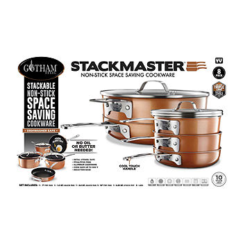 Gotham Steel Stackmaster 10-Piece Stackable Red Cookware Set