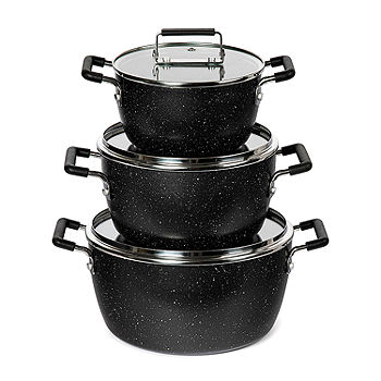 Dishwasher Safe 10.5 qt. Aluminum Nonstick Stock Pot in Black with Glass Lid