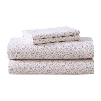 Laura Ashley 100% Cotton Flannel Sheet Set, Color: Pastel Pink - JCPenney