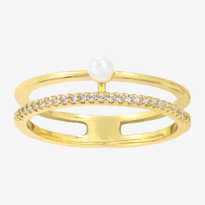 Sparkle Allure Simulated Pearl 14K Gold Over Brass Band