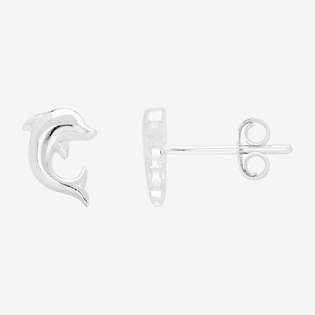 Itsy Bitsy Dolphin Sterling Silver 9.8mm Stud Earrings, One Size