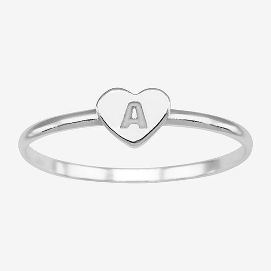 Itsy Bitsy Initial Sterling Silver Heart Band