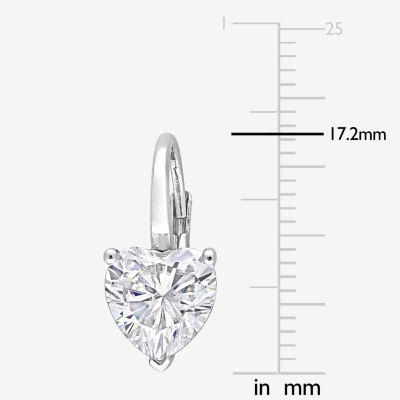Womens 4 CT. T.W. Lab Created White Moissanite Sterling Silver Heart Drop Earrings