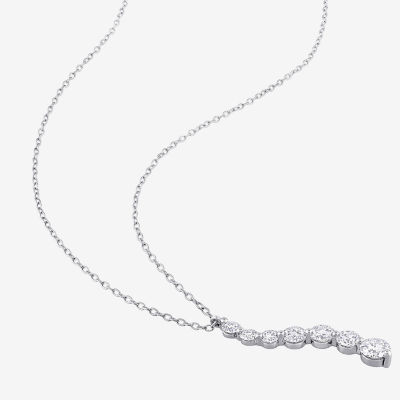 Womens Lab Created White Moissanite Sterling Silver Pendant Necklace