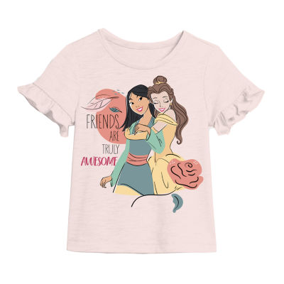 Disney Little & Big Girls Princess Crew Neck Short Sleeve T-Shirt